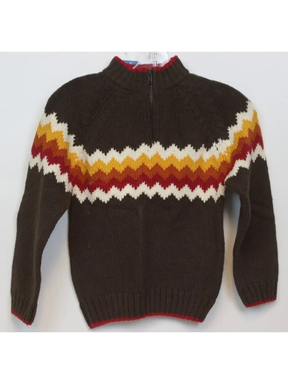 2007 Gymboree Alaskan Adventure Brown Knit Sweater sz 6 Fair Isle Chevron Stripe